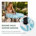 thumbnail image 4 of Round Outdoor Tablecloth with Umbrella Hole and Zipper, Tropical Palm Tree Tablecloth with Elastic Waterproof, Vintage Aqua Exotic Botanical Plants Patio Table Covers for 55" - 60" Pool Tables, 4 of 9