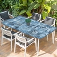 thumbnail image 2 of Blue Abstract Table Cloths for 6 Foot Rectangle Tables, Vintage Geometric Gradient Oil Painting Simple Patio Waterproof Elastic Fitted Tablecloths, Washable Rectangular Table Cover for Camping, 2 of 8