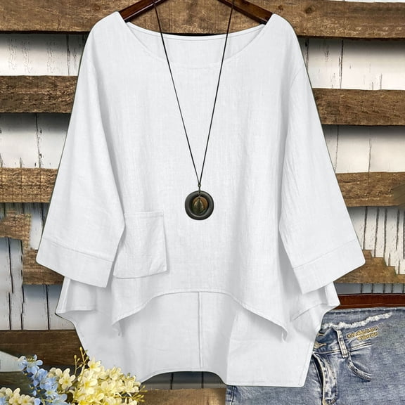 White S WIZUTIZ Going Out Tops for Women Holiday Saving Plus Size Tshirts Short Sleeve Lightweight Cotton Soft Ladies Blouse Loose Fit Solid Tops Casual Summer-Beach T-shirt Flowy Plain Round Neck Sh