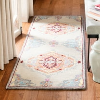 SAFAVIEH Micro-Loop Bosworth Floral Medallion Runner Rug, Beige/Orange, 2'3" x 7'