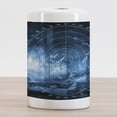 thumbnail image 2 of Navy Blue Ceramic Toothbrush Holder, Modern Ship with Radar Exposure in Screen Digital Electronic Hi Tech Futuristic Concept, Versatile Countertop for Bathroom, 4.5" X 2.7", Blue, by Ambesonne, 2 of 4
