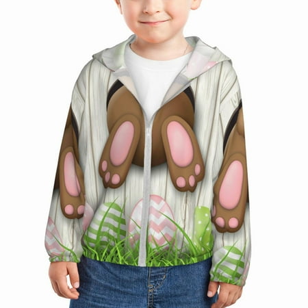 

Lukts Brown Bunny Print Children s Long-Sleeved Sun Protection Clothing Hooded Sweatshirts for Boys and Girls Outdoor Sports-5 Years