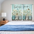 thumbnail image 6 of Farmhouse Floral Kitchen Curtains Teal Daisy Rustic Vintage Flower Inspirational Small Short Cafe Window Curtains Wooden Country Quotes Bathroom Tier Window Treatment Drapes Fabric 2 Panels 26x36 Inch, 6 of 6