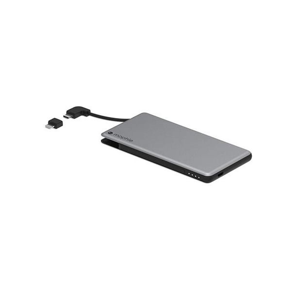 Mophie 3460-PSPLUS-4K-2N1-SGRY-BLK Plus Mini Batterie Externe avec Câbles Intégrés pour Smartphones et Tablettes