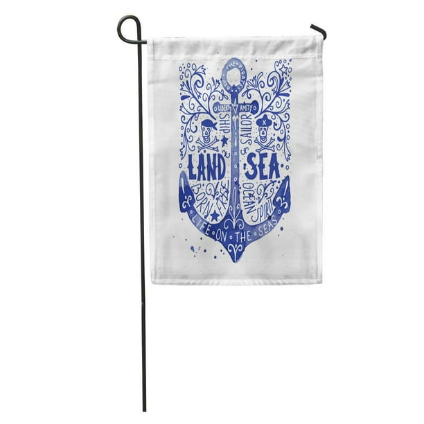 Laddke Blue Pirate Watercolor Vintage Label Anchor Sailor Drawn Hand Nautical Garden Flag Decorative House Banner 12x18 Inch Com Laddke Blue Pirate Watercolor Vintage, Nautical Garden Flags