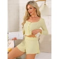 thumbnail image 2 of DARING DIVA Lounge Set Long Sleeve Pajamas Button 2 Pieces Shirts M Yellow, 2 of 6