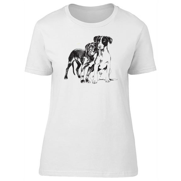 Watercolor Puppies Sketch Tee Women's -Image by Shutterstock