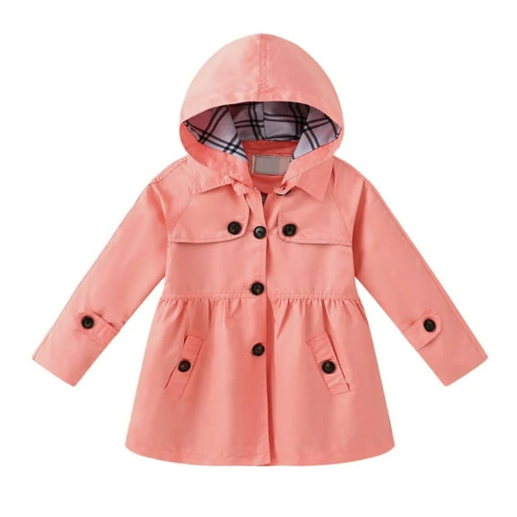 XBASW Kids Toddler Girls Trench Jacket Detachable Hood Coat Spring Fall Light Windbreaker Jacket 5-13Y