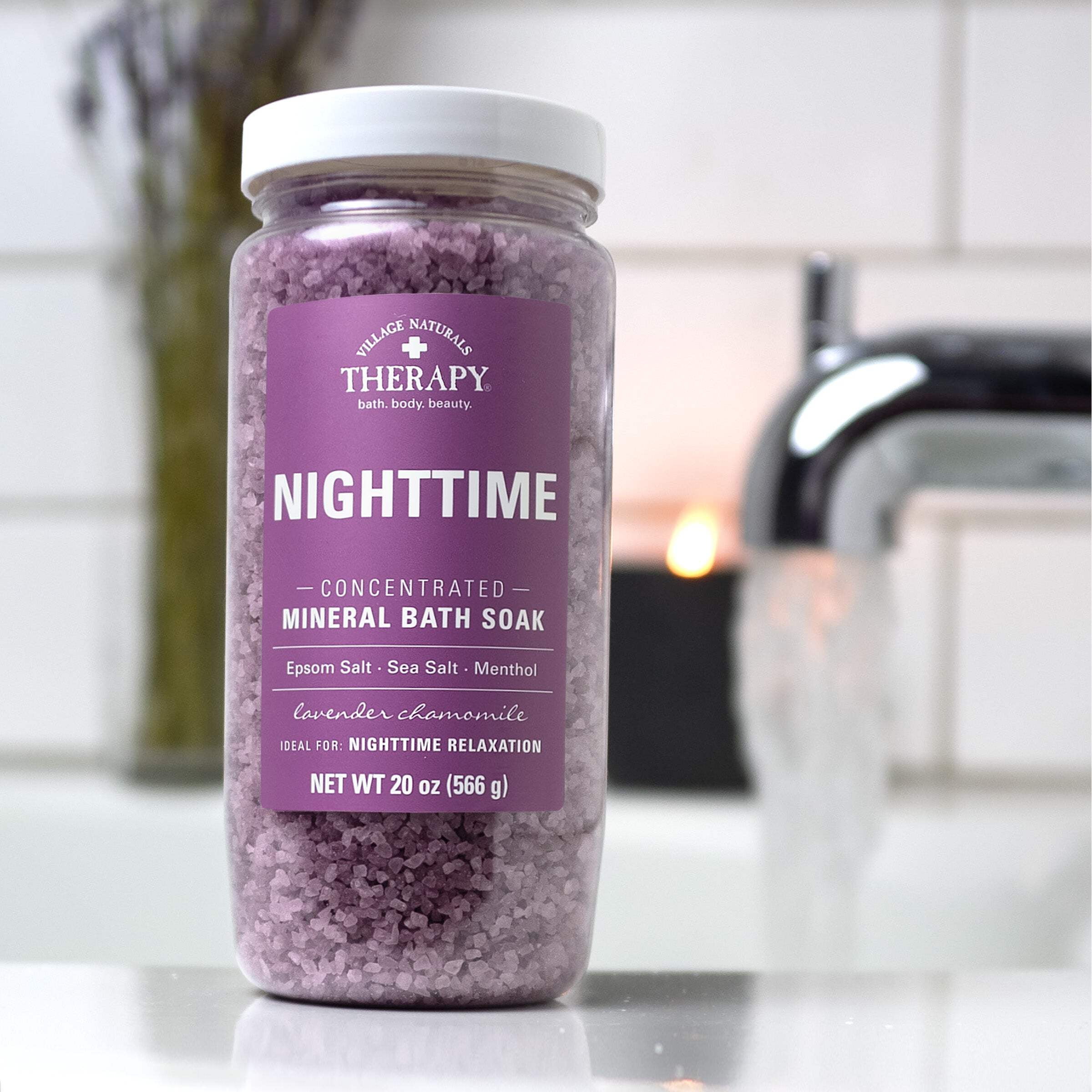 (4 pack) Village Naturals Therapy Nighttime Relief Concentrated Mineral Bath Soak