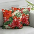 thumbnail image 2 of COMIO  Set of 2Tropical Leaves Throw Pillow Covers Parrot &amp;Turtle Leaf &amp;Red Flower Pattern Pillowcases Home Decorative Cushion Covers, 2 of 6