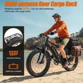 thumbnail image 6 of HiKeep Class 2 Electric Bike for Adults, 20 MPH, 750W Motor, 48V 15.6Ah Removable Battery, 26 x 4 Inch Fat Tire, Shimano 7-Speed, Cargo Rack, UL2849, Black, 6 of 8