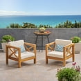 thumbnail image 2 of Elisha Outdoor Acacia Wood Club Chairs with Cushions, Set of 2, Teak and Beige, 2 of 10