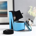 thumbnail image 3 of 9" Tall Display Jewelry Box with Hidden Storage, High Heel Shoe Design, Turquoise Velvet, 3 of 4