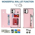 thumbnail image 2 of Allytechgroup PU Leather Wallet Case for iPhone 15, Flip Folding Case with RFID Blocking Card Slots Zipper Pocket Kickstand Detachable Handstrap Magnetic Shockproof Purse Case, Pink, 2 of 8