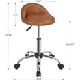 thumbnail image 2 of YEXJ Rolling Stool Adjustable Swivel Stools Chair with Wheels & Back Support Round Tattoo PU Leather Salon Stools for Massage Spa-Retro Brown, 2 of 9