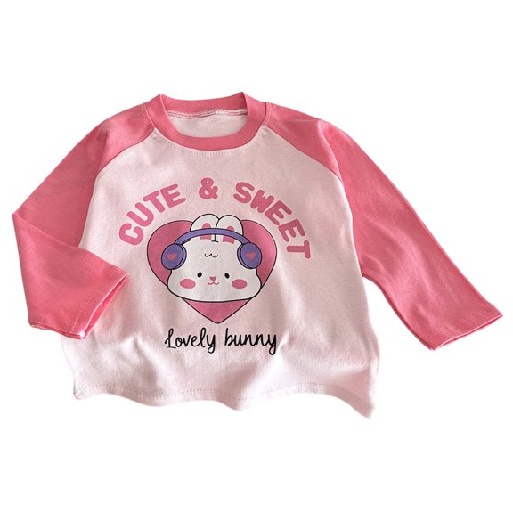 Emitonse Toddler Girls Long Sleeve T Shirt Unisex Baby Girls Boys Infant Toddler Long Sleeve T Shirts Graphic Cartoon Cute Print Crewneck Tee Pink,Size 3-4 Years