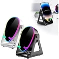 thumbnail image 1 of wonima11 2026 New Wireless Induction Speaker 5-in-1 Bluetooth Speaker with Phone Stand, Stereo Sound, Rechargeable Speakers Amplifier with Rechargeable Colorful Light, Birthday Gifts (Black+White), 1 of 1