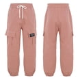 thumbnail image 4 of renvena Kids Girls Cargo Jogger Pants Sports Trousers Sweatpants Cotton Drawstring Dungarees Bottoms with Pockets A Pink 6, 4 of 7
