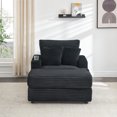 thumbnail image 5 of 59.05” Oversized Chaise Lounge Chair with Ottoman, Corduroy Upholstered Sofa Couch with Storage Spaces&Cup Holder, Comfy Reclining Sleeper Chair for Living Room, 5 of 7