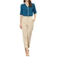 thumbnail image 2 of Allegra K Women's Elegant Elegant Contrast Trim V Neck  Long Sleeve Work Blouse, 2 of 6