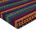 thumbnail image 2 of Ambesonne Striped Fitted Sheet, Retro Aztec Art, Twin XL Size, Teal Plum and Orange, 2 of 3