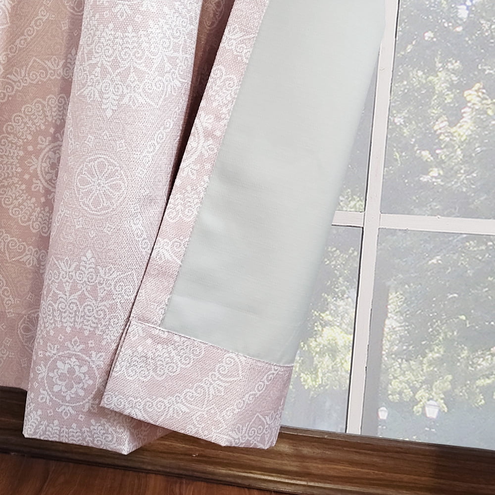 Mainstays Olan Textured Solid Blackout Grommet Curtain Panel Pair Window Treatment, Set of 2 Room Darkening Drapes for Bedroom, Blush Print, 37" W x 84" L