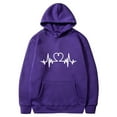 thumbnail image 3 of Pimelu Valentines Day Sweater Women Valentines Hooded Sweater for Women Fashion ECG Graphics Print Oversized Sweatshirts Ladies Long Sleeve Pullover Hoodies Tops with Pocket, 3 of 6