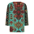 thumbnail image 5 of JTZGDY Ethnic Style Shirts for Women Vintage Striped/Color Block/Floral/Plaid Print 3/4 Sleeve V Neck Graphic T-Shirts Trendy Oversized Western Tunic Blouse Brown#02 XXXL, 5 of 6