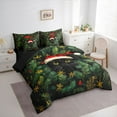 thumbnail image 3 of Homewish Black Cat Kitten 7-Piece Twin Bedding Set Green Palm Leaf Xmas Snowflake Cozy Reversible Decor For Boys Girls, 3 of 8