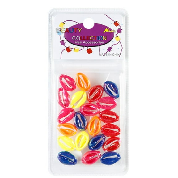 BEAUTY COLLECTION - Assorted Glossy Shell Hair Beads 20 Pieces