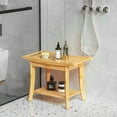 thumbnail image 2 of Bambloom Shower Bench,2-Tier Waterproof Shower Stool,Bamboo Shower Chair for Bathtub,Natural, 2 of 10