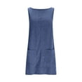 thumbnail image 5 of FRSASU Summer Dress for Women Fashion Corduroy Dress Casual Solid Color Round Neck Sleeveless Tank Dress Blue S, 5 of 6