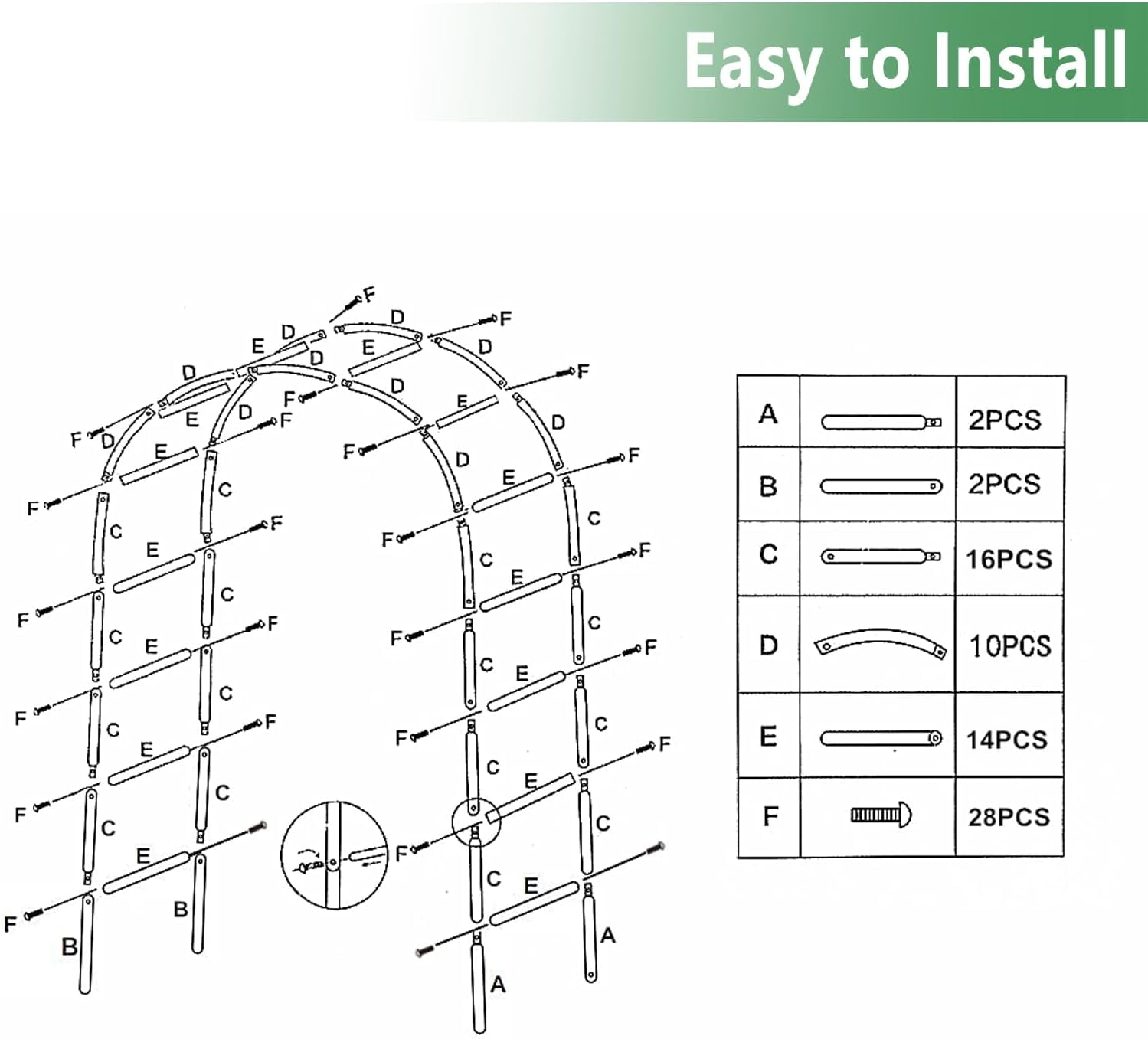 Trellis for  Garden Arch Wedding Arch 7.87 x 4.59 x 1.25FT Christmas Arch Backdrop Stand for Ceremony Metal Garden Trellis for Various Climbing Plant Garden Decor,Assemble Freely 2 Sizes,Black