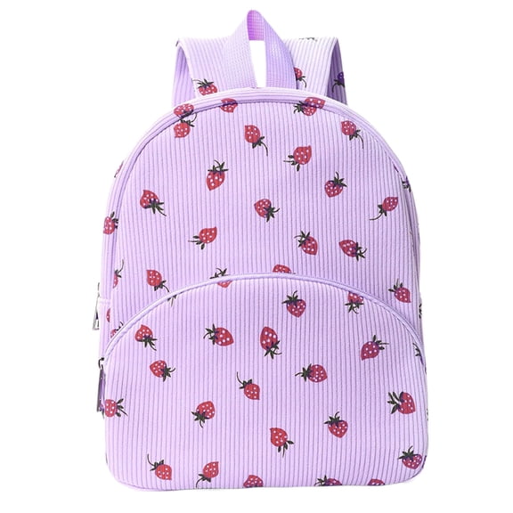 Corduroy Large Capacity Backpack for Students, Cartoon Print School Bookbag with Soft Texture, Lightweight Daypack for Travel, Commuting, and Daily Use, Great Gift for Young Learners