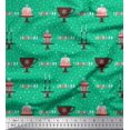 thumbnail image 1 of Soimoi Crepe Silk Fabric Celebration Flag,Candlestick & Cake Party Print Sewing Fabric Yard 42 Inch Wide, 1 of 3