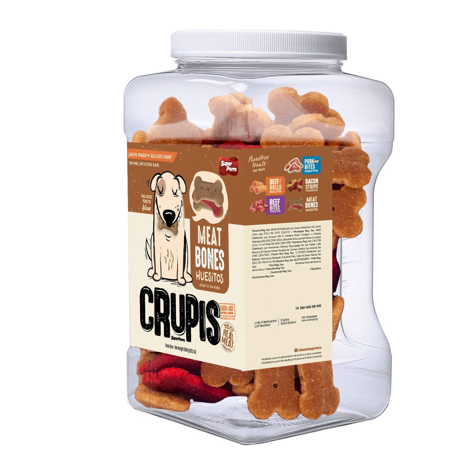 Crupis Huesitos Meat Bones Dog Hard Dry Treats 2.2lbs Bag