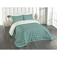 thumbnail image 3 of Ambesonne Ikat Quilted Bedspread Set 3 Pcs, Traditional Dots, King Size, Turquoise Grey, 3 of 5