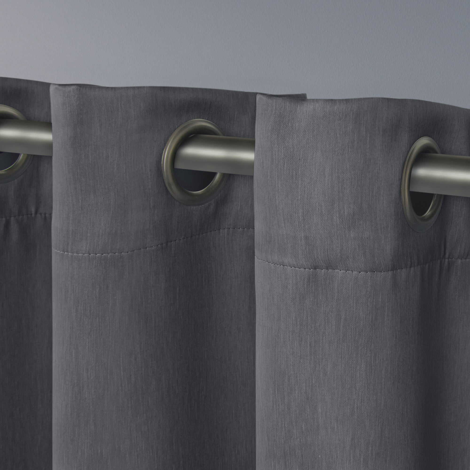 Exclusive Home Curtains 2 Pack Heath Textured Linen Grommet Top Curtain Panels, Black Pearl 52x96