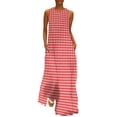 thumbnail image 1 of Robe à Carreaux Vichy Rouge et Blanc Robe Maxi Vintage Street Wear Boho Plage Longues Robes Col en V Design Surdimensionné Vestidos, 1 of 5