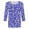 thumbnail image 4 of 3/4 Length Sleeve Womens Tops Plus Size Trendy Sequin Spring Tunic Shirts Classic-Fitted Crew Neck Pullover Blouses(Blue,M), 4 of 4