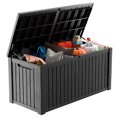thumbnail image 1 of EasyUp 180 Gallon Resin Deck Box, Lockable Patio Outdoor Storage Box for Furniture, Garden Tools and Tools Storage, Waterproof Outside Storage Boxes（Black）, 1 of 7