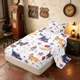 thumbnail image 2 of Manfei Cartoon Patriotic Cat Twin Sheets, US Flag Fireworks Stars Bedding, Red Blue White, Navy Reversible 3-Piece (1 Flat Sheet, 1 Fitted Sheet and 1 Pillowcase), 2 of 6