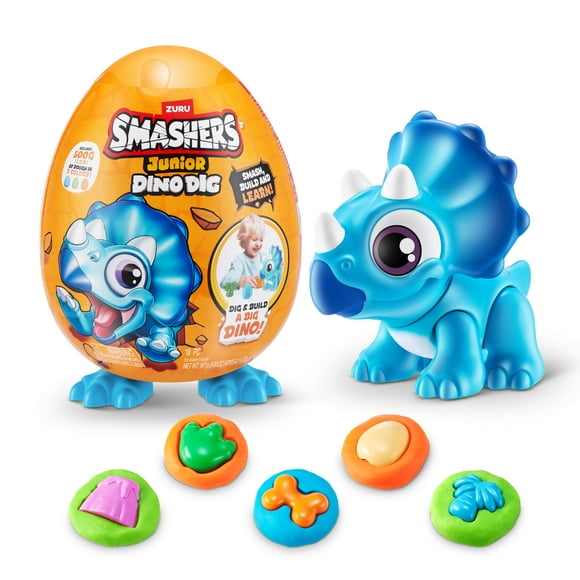 Toy ZURU SMASHERS Junior Dino Dig, huevo pequeño, triceratops, más de 3 años