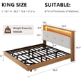 thumbnail image 2 of Honfach King Size Bed Frame with 2-Tier Storage Velvet Fabric Upholstered Headboard, Wooden Platform Bed Frame w/Charging Station & LED Lights,Walnut, 2 of 9