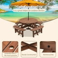 thumbnail image 6 of Resenkos 8-Person Outdoor Circular Wooden Picnic Table with 4 Built-in Benches for Patio Backyard Garden, Brown, 6 of 10
