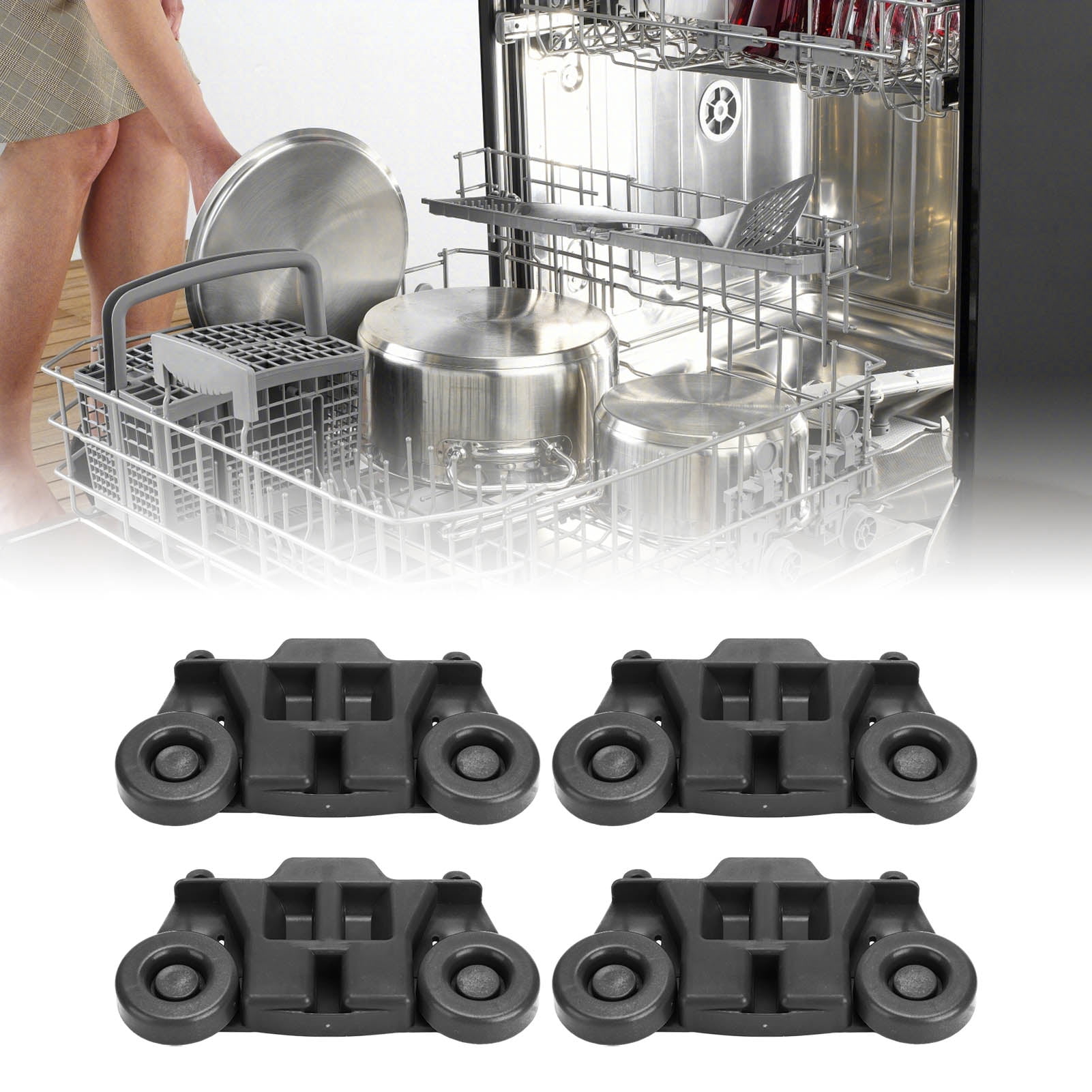 Dishwasher Lower Rack Wheel, Simple Installation W10195416V Stable Abrasion  For Kitchen