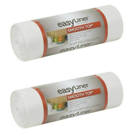 Duck Brand 855145 Smooth Top Easy Liner Non-Adhesive Shelf Liner 12-Inch x 20-Foot, White, 2 Pack