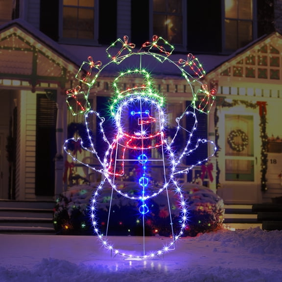 Ktaxon 5FT Snowman Christmas Lighted Outdoor Decoration for Holiday Lawn Garden Party,2 D