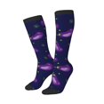 thumbnail image 2 of Easygdp Eggplant Soccer Socks Sport Knee High Socks Calf Compression Athletic Socks for Men and Women, 2 of 9