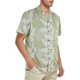 thumbnail image 2 of Loose Hawaiian Shirt for Men Short Sleeve Casual Button Down Floral Shirts Palm Leaf Green 2XL, 2 of 8